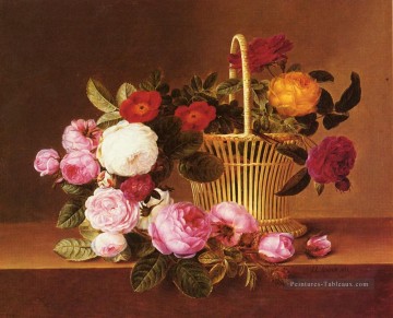  panier Peintre - Roses panier danoises Ledg Johan Laurentz Jensen fleur